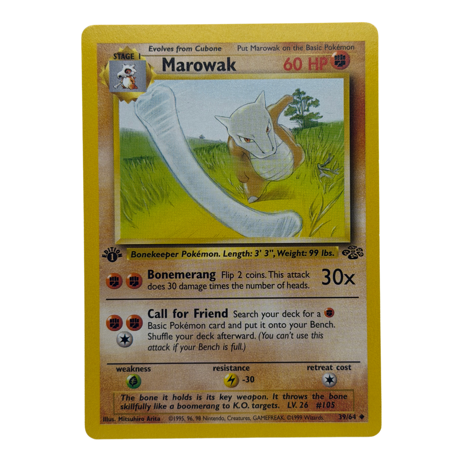 Pokemon TCG: Marowak Jungle Card 39/64 Regular Uncommon 1st Edition LP