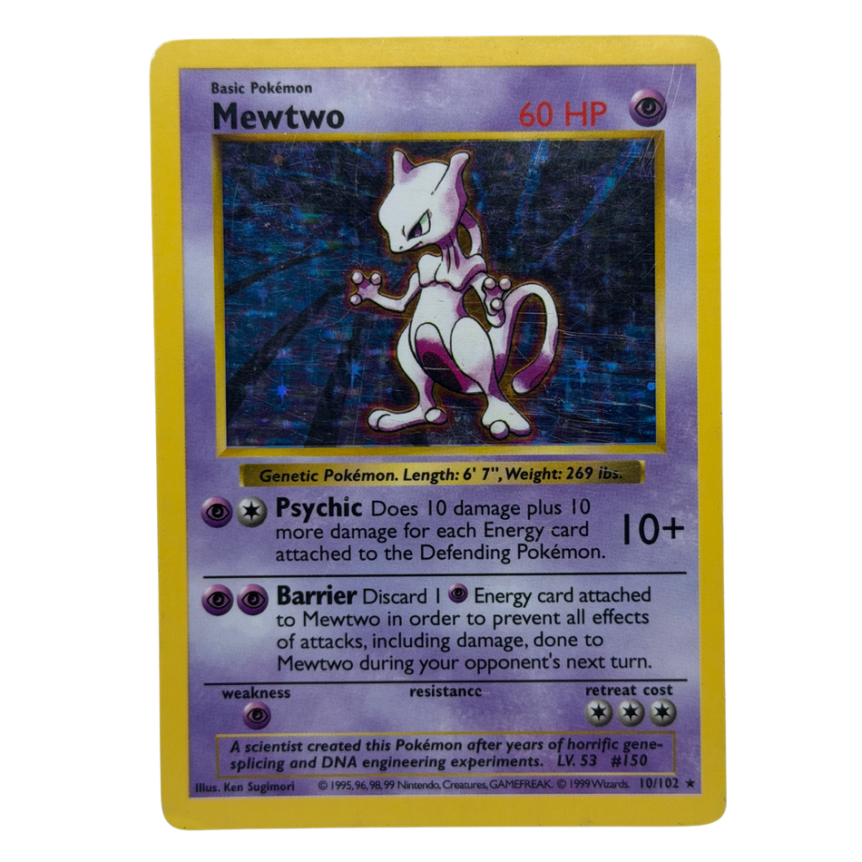 Pokemon TCG: Mewtwo Holo Shadowless Base Set 10/102 HP