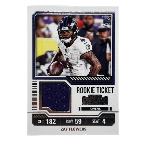 2023 Panini Contenders Football Zay Flowers Rookie Ticket Jersey Patch NM
