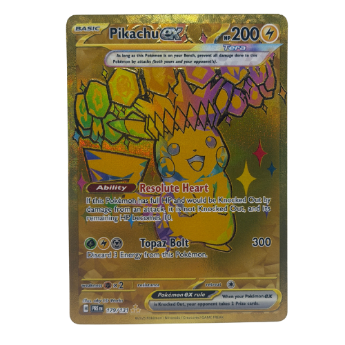 Pokemon TCG: Pikachu ex 179/13 Prismatic Evolutions Hyper Rare Gold Pack NM