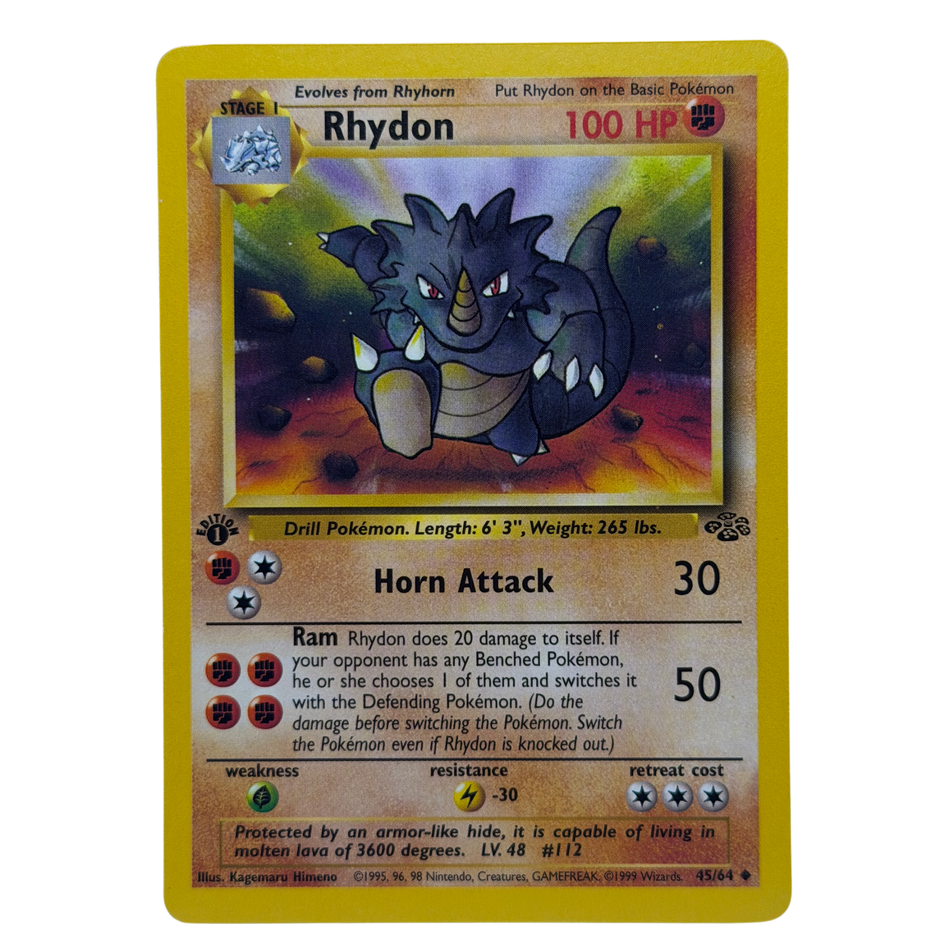 Pokémon TCG: Rhydon 45/64 1st Edition Jungle NM