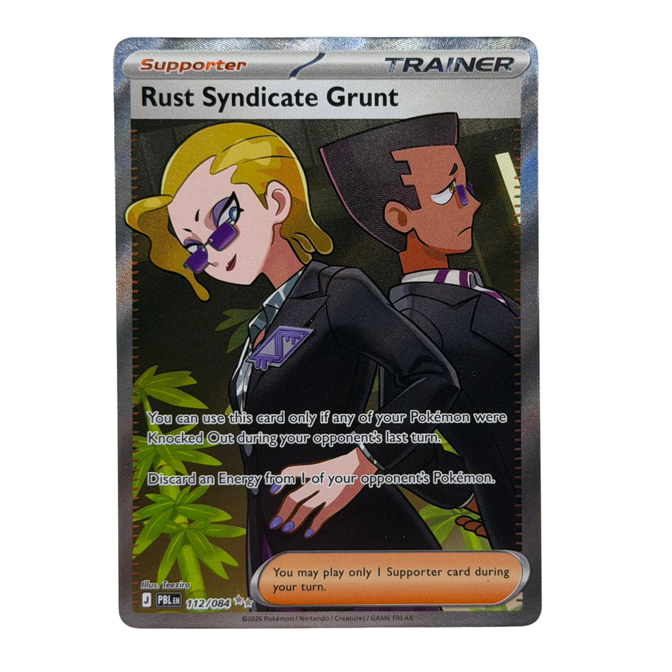 Pokemon TCG: Rust Syndicate Grunt 112/084 Pitch Black Full Art Holo NM