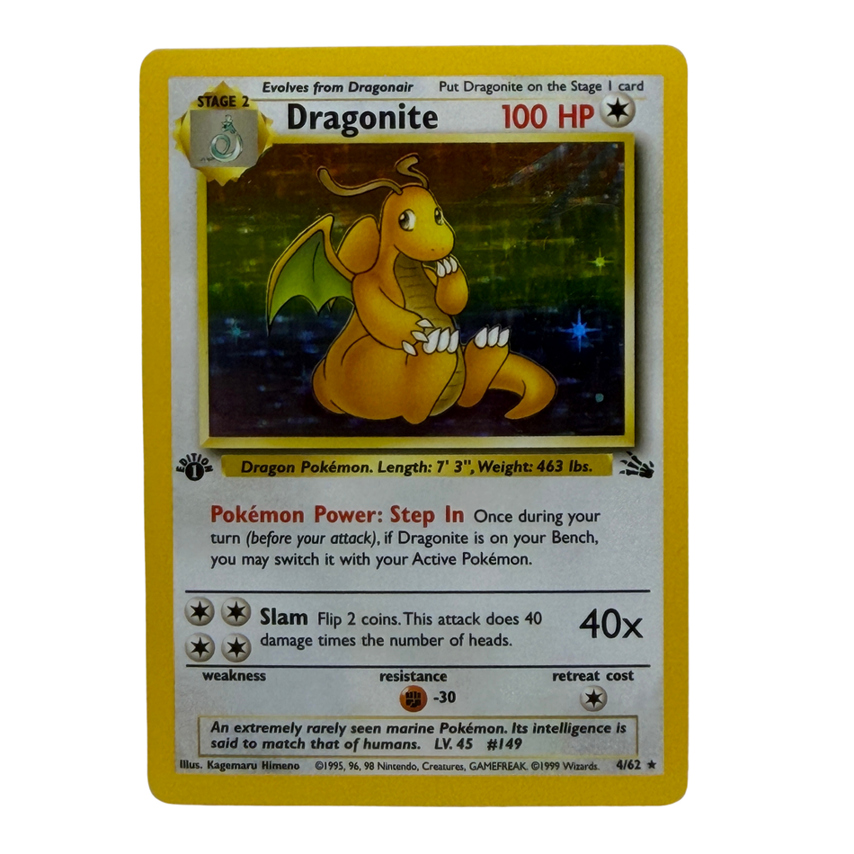 Pokémon TCG: 1st Edition Dragonite 4/62 Fossil Holo LP/NM