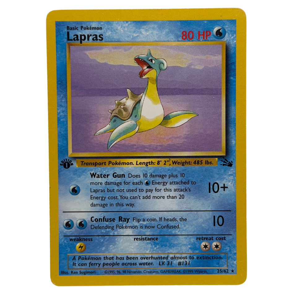 Pokemon TCG: Lapras 25/62 Fossil Set 1st Edition Non-Holo Rare WOTC LP