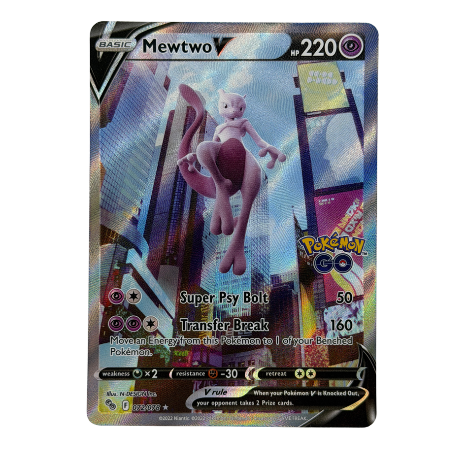 Pokemon TCG: Mewtwo V (Alternate Full Art) 072/078 Pokémon GO Holo NM