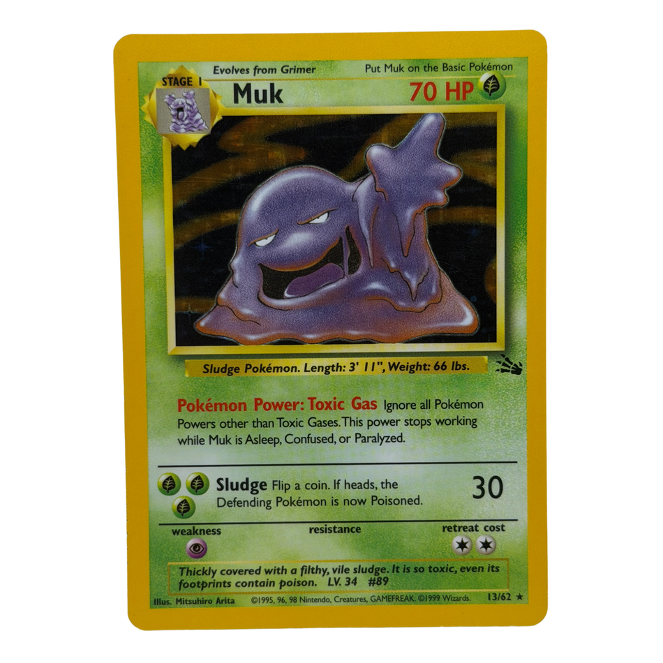 Pokemon TCG: Muk Fossil 13/62 Holo Unlimited Rare WOTC LP/NM