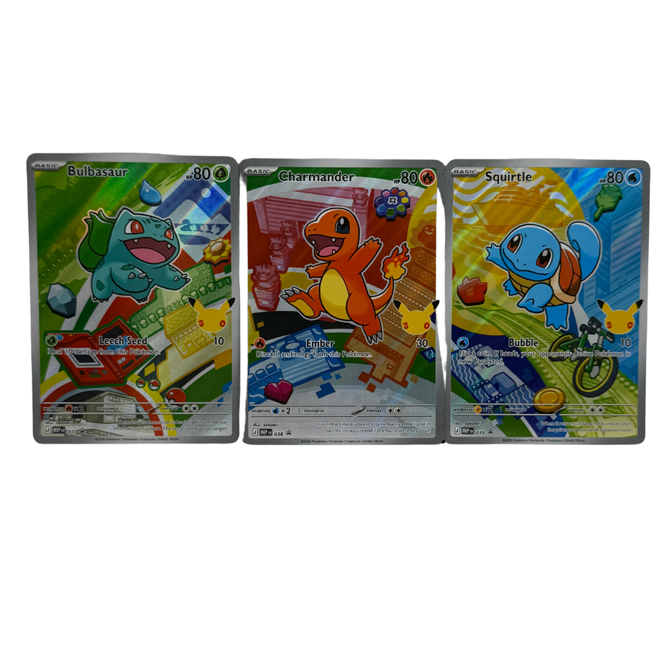 Pokemon TCG: 30th First Partner Bulbasaur Charmander Squirtle 037 038 039 Promo NM