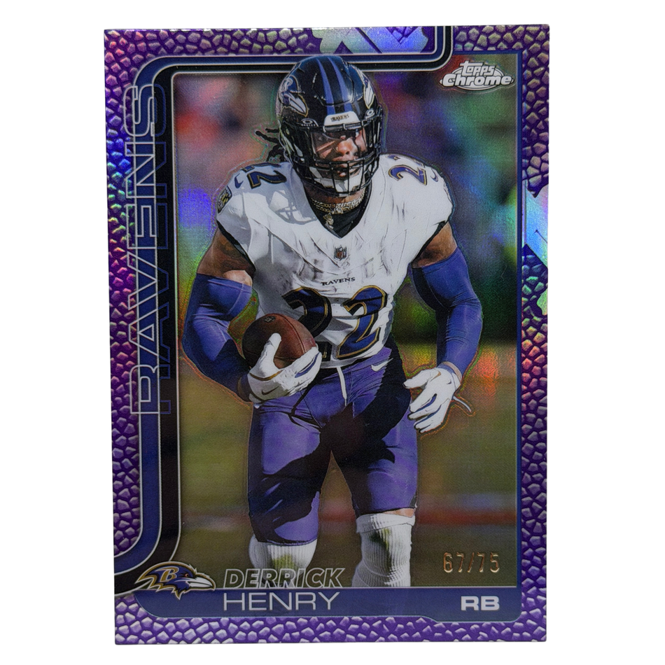2025 Topps Chrome Derrick Henry #25 Pigskin Purple Refractor /75 NM