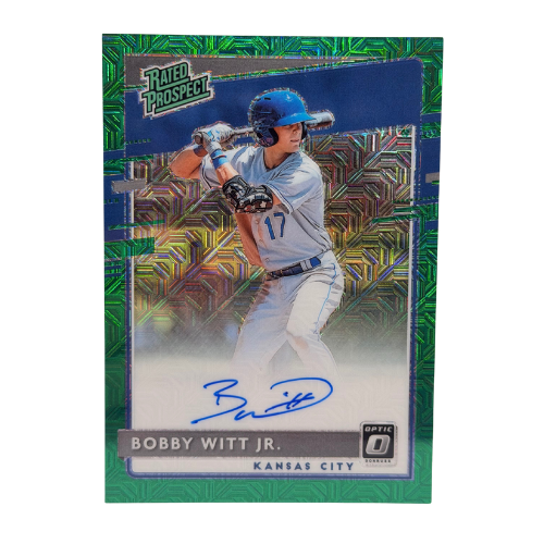 2020 Panini Donruss Optic Bobby Witt Jr. Rated Rookie Green Mojo Prizm Auto /99