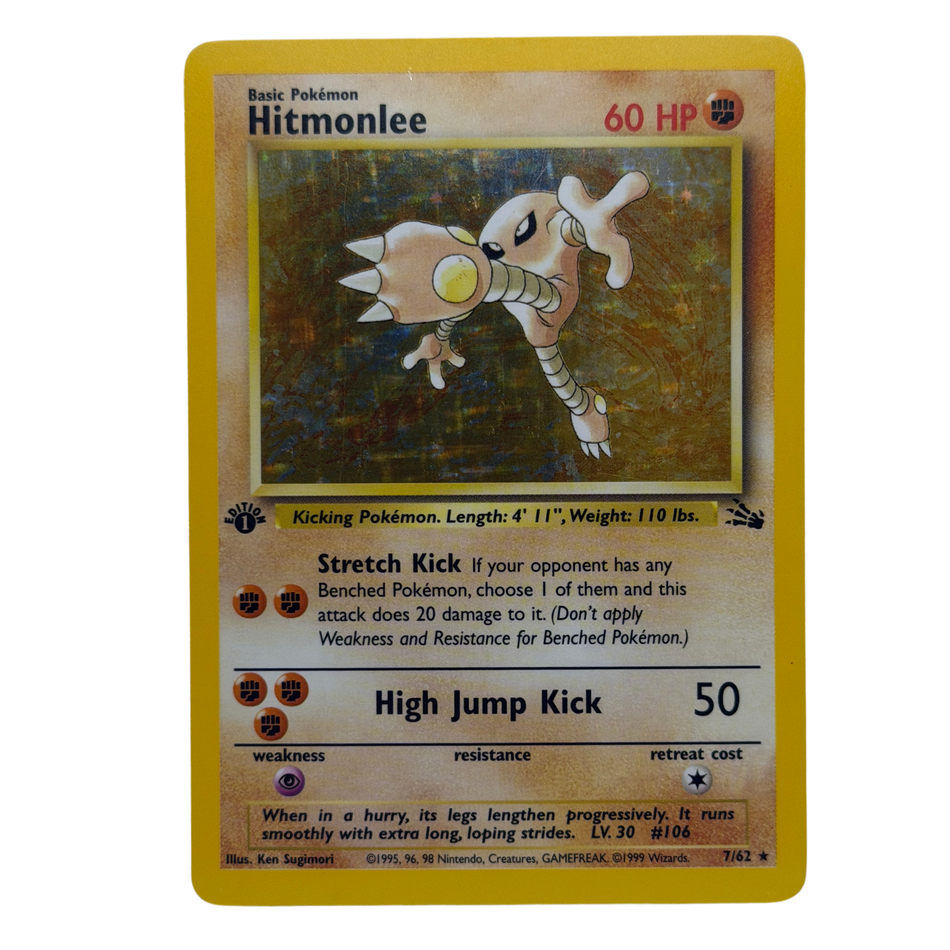 Pokemon TCG: Hitmonlee 7/62 Fossil 1st Edition Holo Rare Card WOTC NM