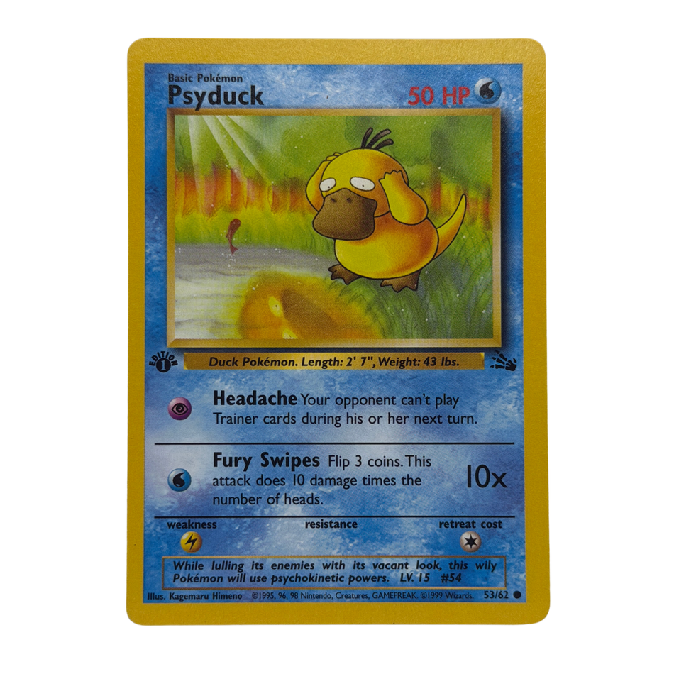Pokemon TCG: Psyduck 53/62 Fossil Regular 1st Edition LP/NM