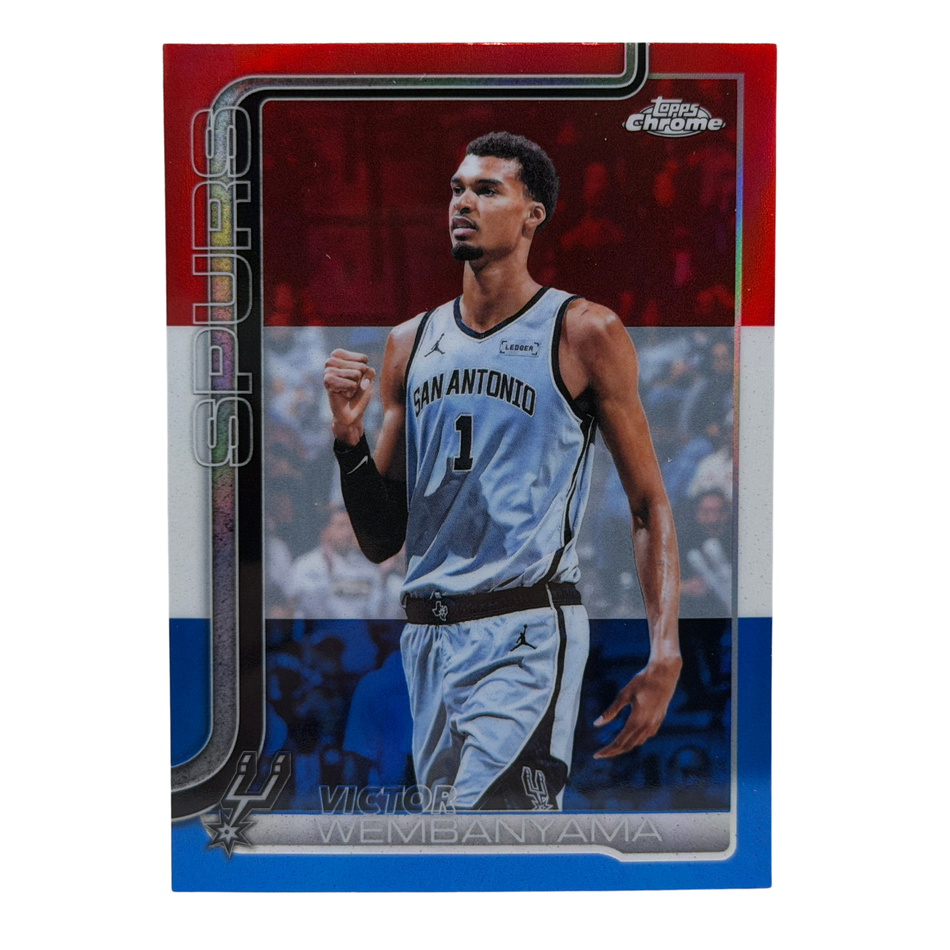 2026 Topps Chrome Update Victor Wembanyama #22 Red White And Blue Refractor