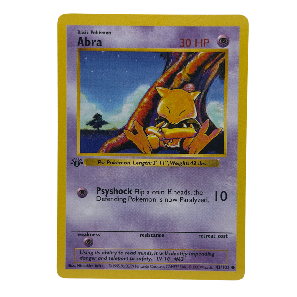 Pokemon TCG: Abra 43/102 1st Edition Base Set Shadowless LP/NM
