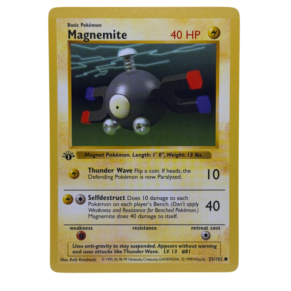 Pokemon TCG: 1st Edition Shadowless Magnemite 53/102 Base Set WOTC NM