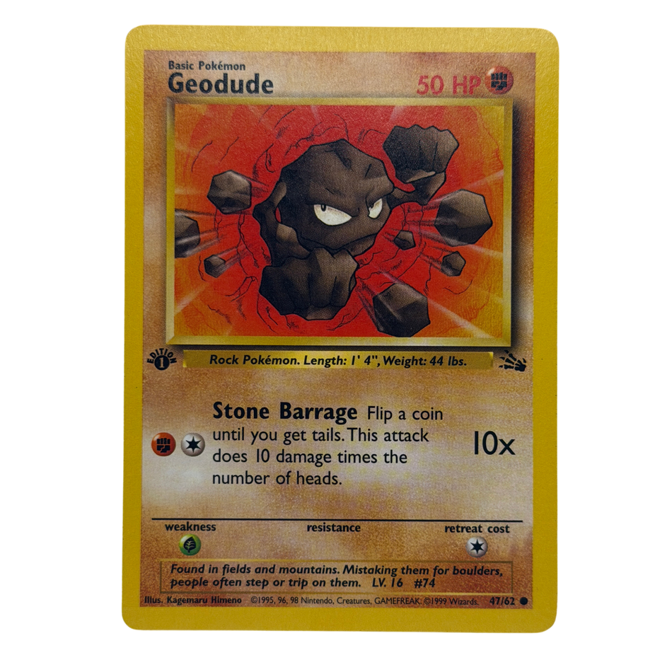 Pokemon TCG: Geodude Common 1st Edition 1999 Fossil 47/62 LP/NM