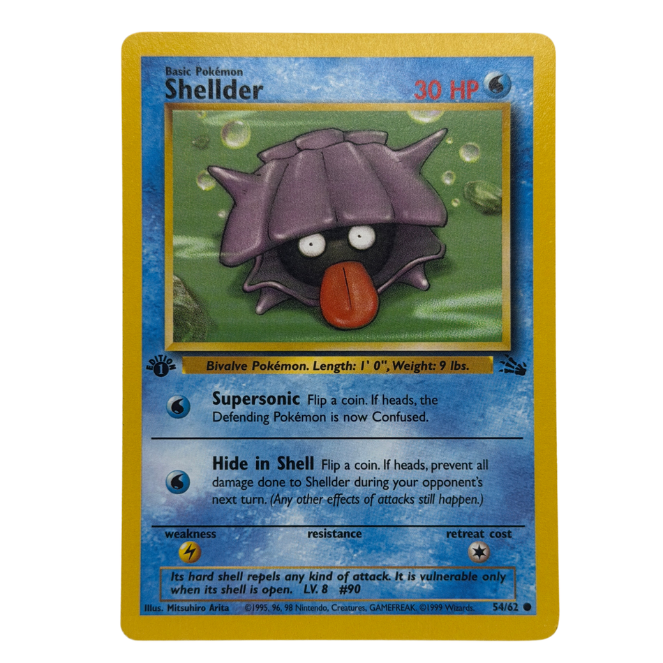 Pokemon TCG: Shellder Fossil 1st Edition Regular 54/62 1999 LP/NM