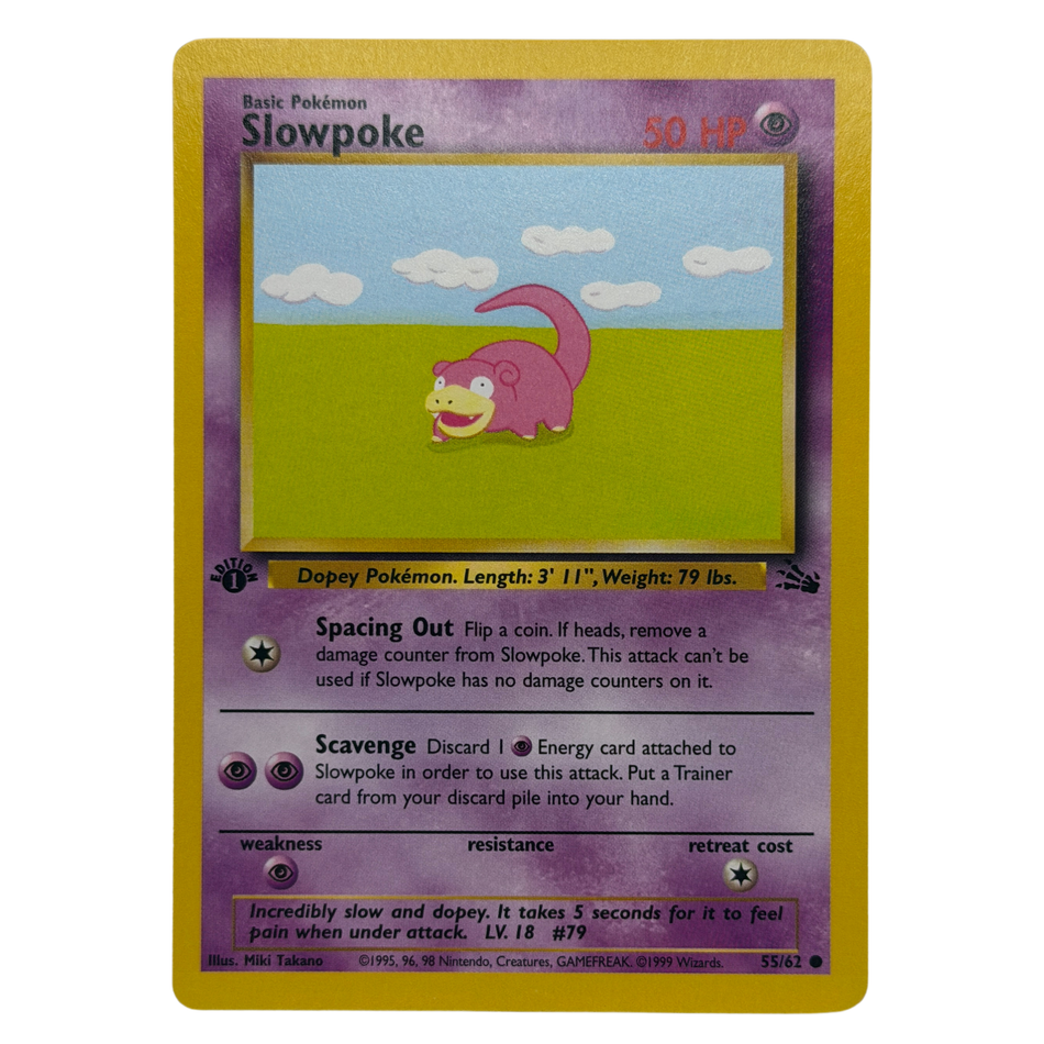 Pokemon TCG: Slowpoke Fossil 1st Edition Common 55/62 1999 LP/NM