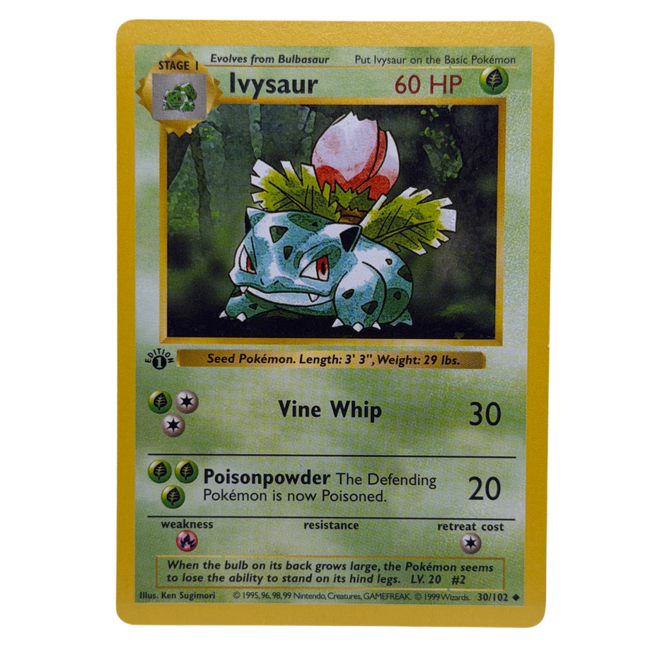 Pokemon TCG: Ivysaur 1st Edition Shadowless 30/102 Pokémon Card NM
