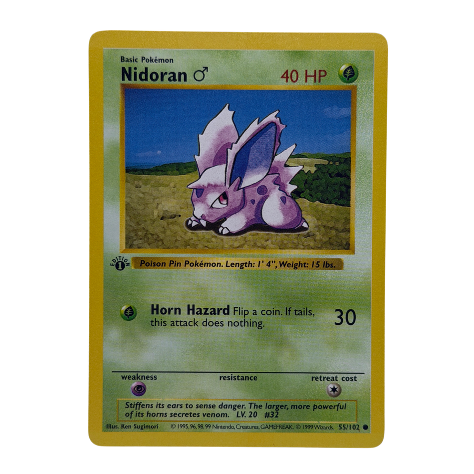 Pokemon TCG: Nidoran M 55/102 1st Edition Shadowless Base Set LP/NM