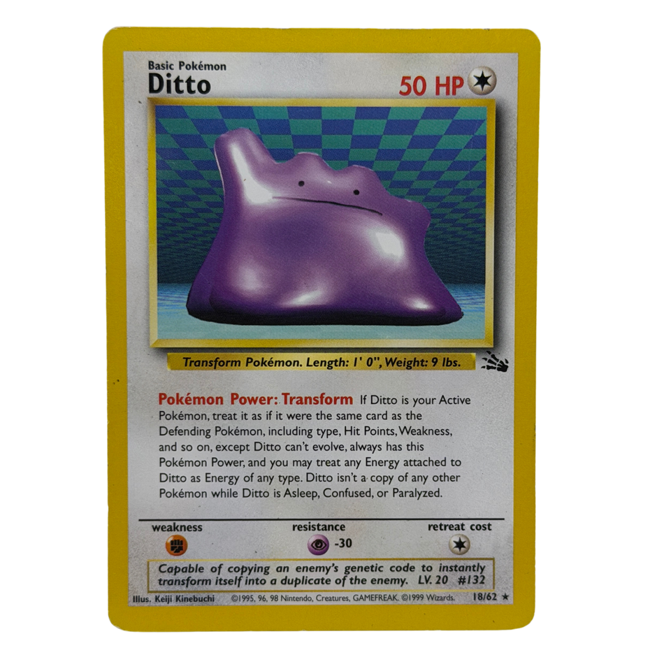 Pokemon TCG: Ditto 18/62 Fossil Unlimited Holo Rare LP