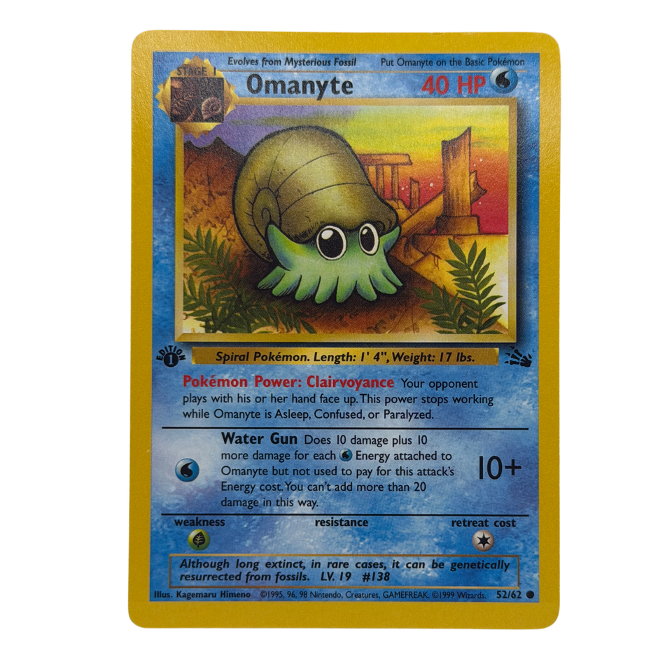 Pokemon TCG: Omanyte 52/62 1st Edition Fossil LP/NM