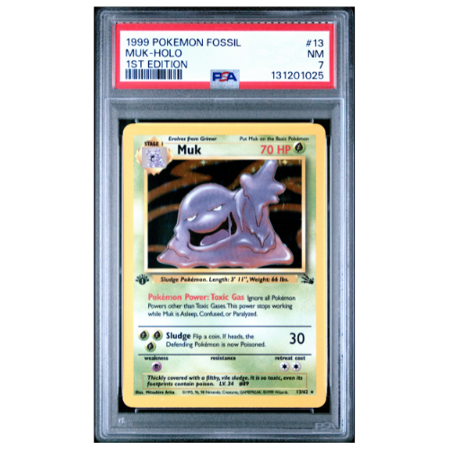 Pokémon TCG: 1999 Fossil Muk-Holo Rare 1st Edition Card 13/62 PSA 7
