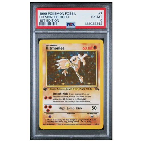 Pokemon TCG: 1999 Fossil Hitmonlee-Holo 1st Edition #7 PSA 6