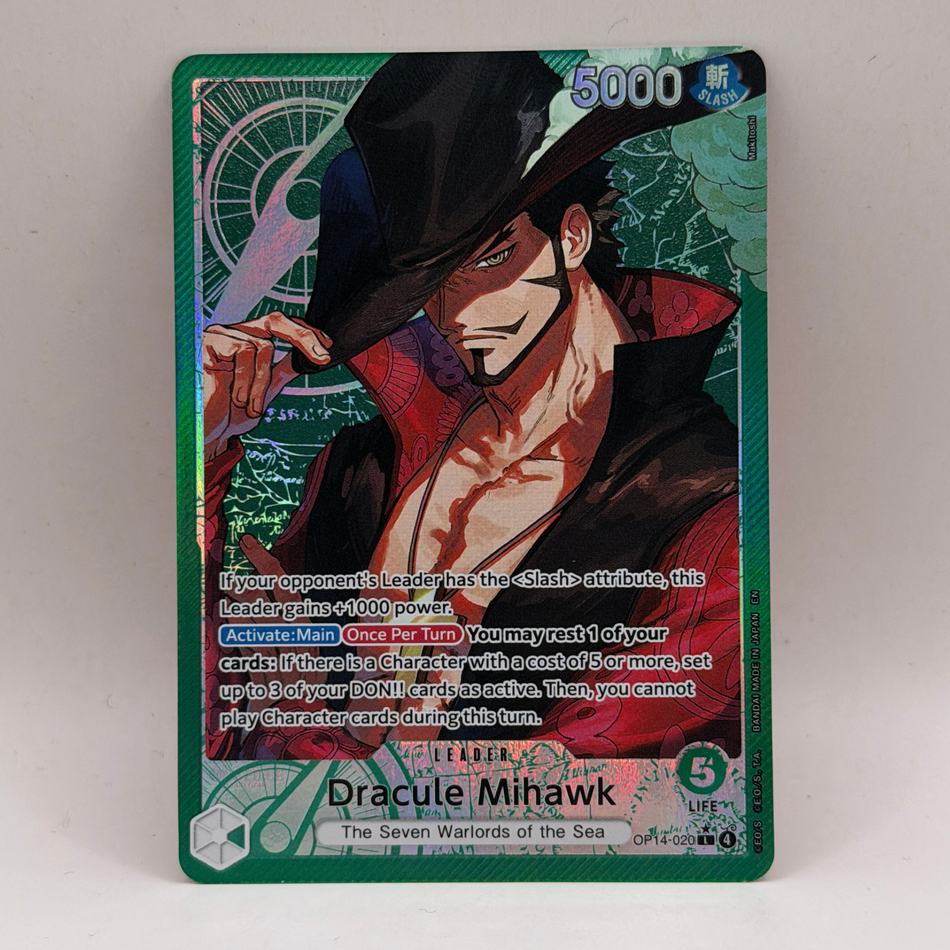 Bandai: One Piece Dracule Mihawk OP14-020 Leader Alt Art NM