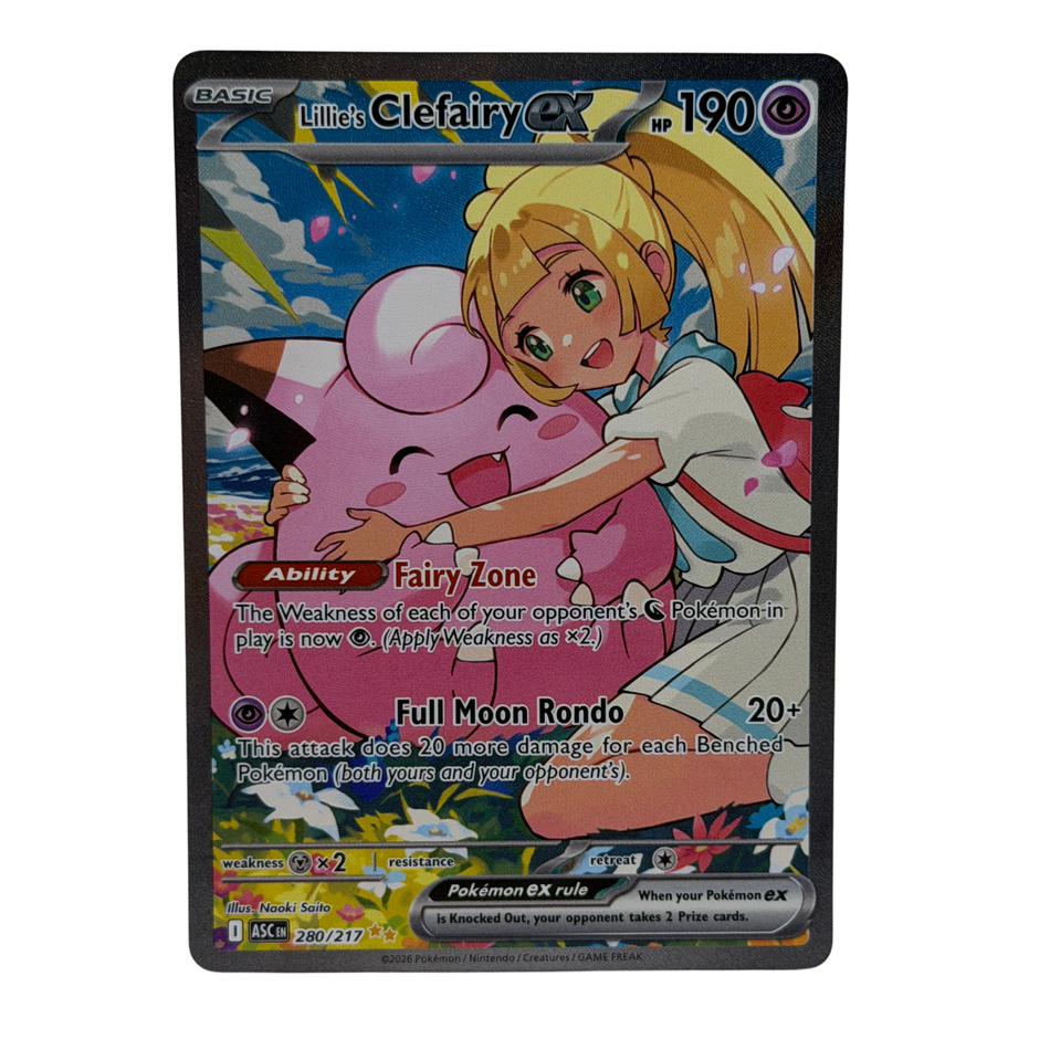 Pokémon TCG: Lillie's Clefairy ex 280/217 Holofoil Ascended Heroes NM