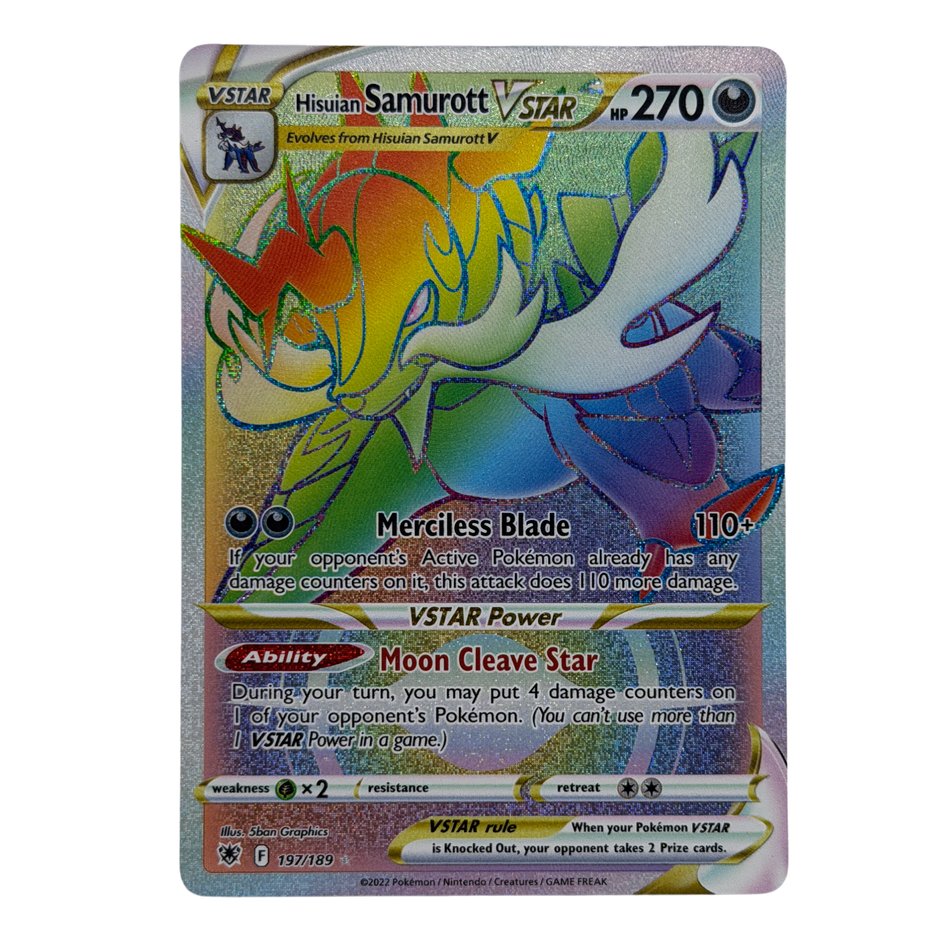 Pokemon TCG: Hisuian Samurott VSTAR 197/189 Rainbow Rare Astral Radiance NM