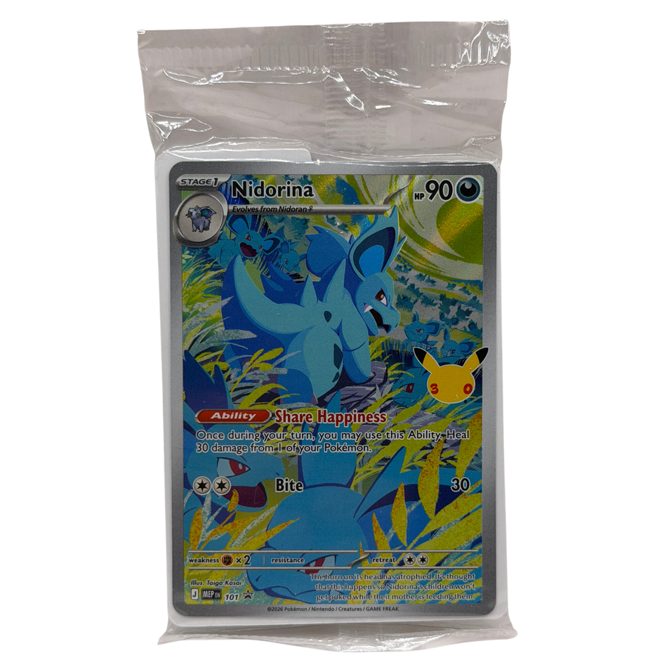 Pokemon TCG: Nidorina 101 30th anniversary SEALED Promo 30th Holo EN NM