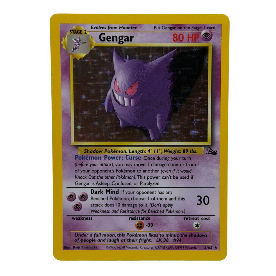Pokemon TCG: Fossil Holo Rare Unlimited Gengar 5/62 LP