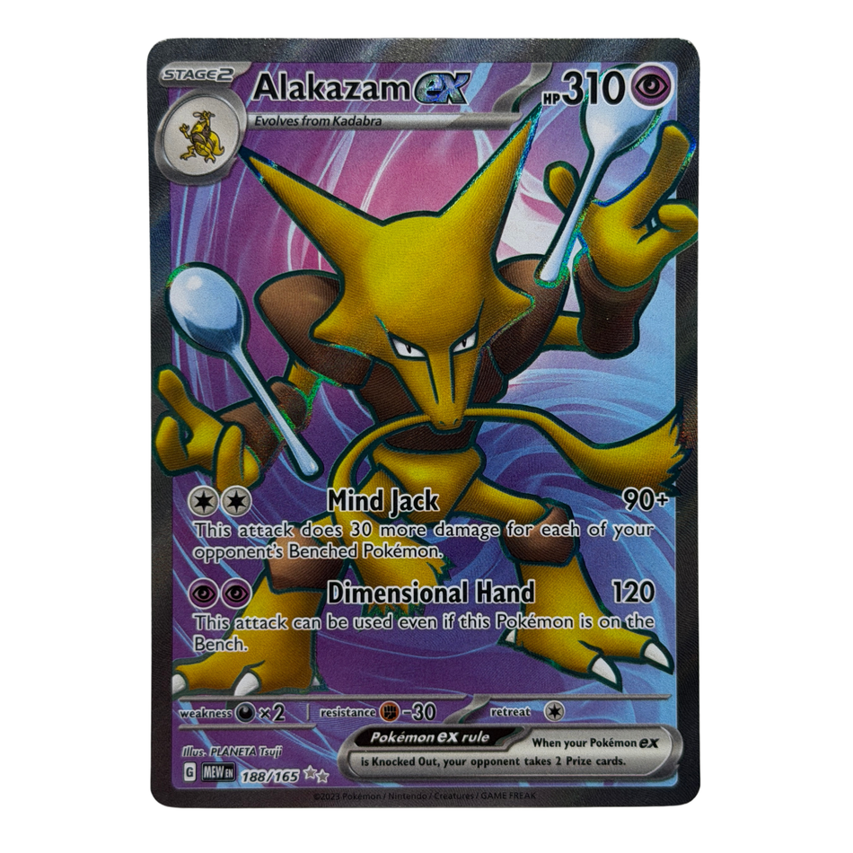 Pokemon TCG: Alakazam EX 188/165 Pokemon Ultra Rare Full Art Holo NM