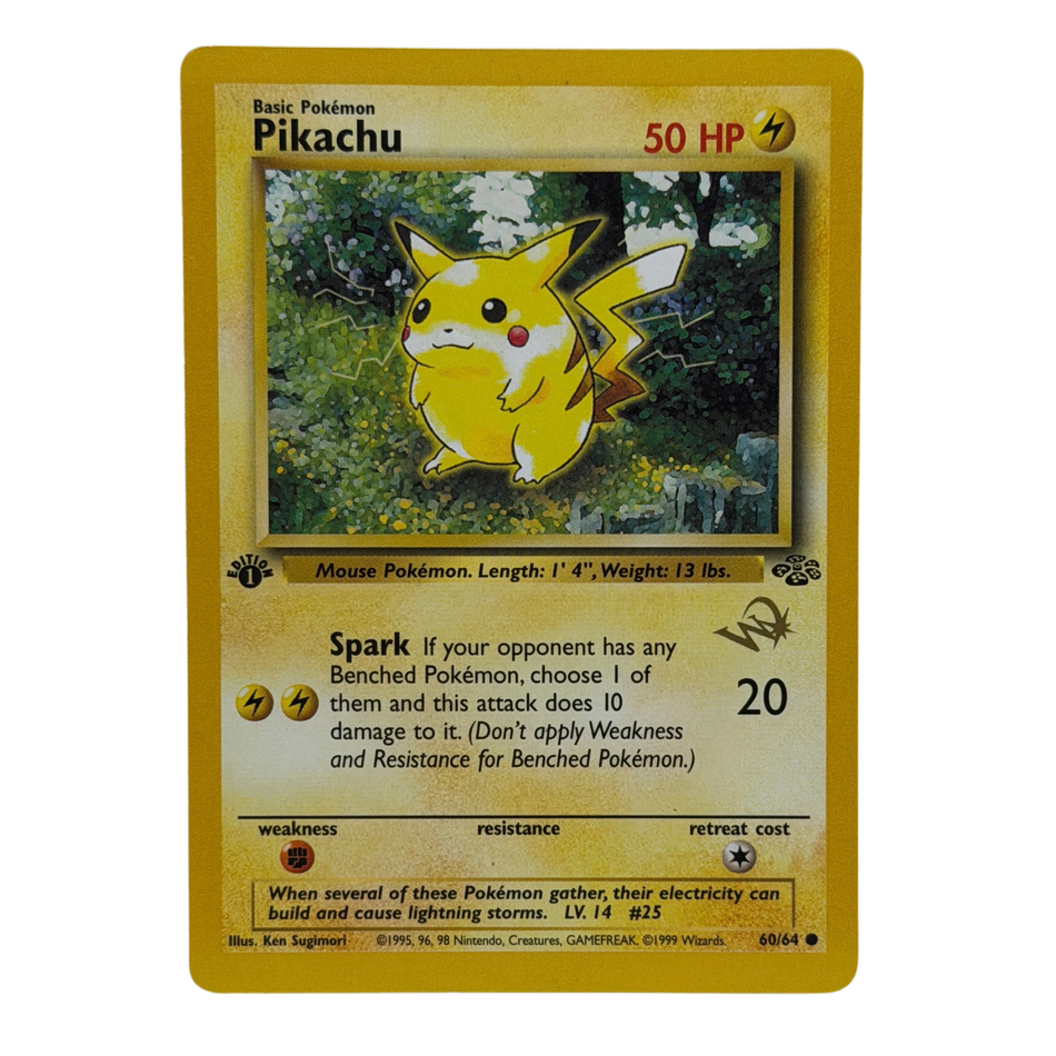 Pokemon TCG: Pikachu 60/64 Gold W Stamp 1st Edition Jungle Promo Card LP