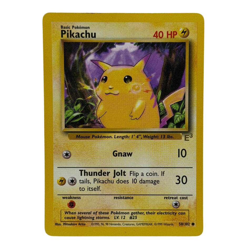 Pokemon TCG: Pikachu 58/102 Base Set Wizards of the Coast E3 Stamped MP