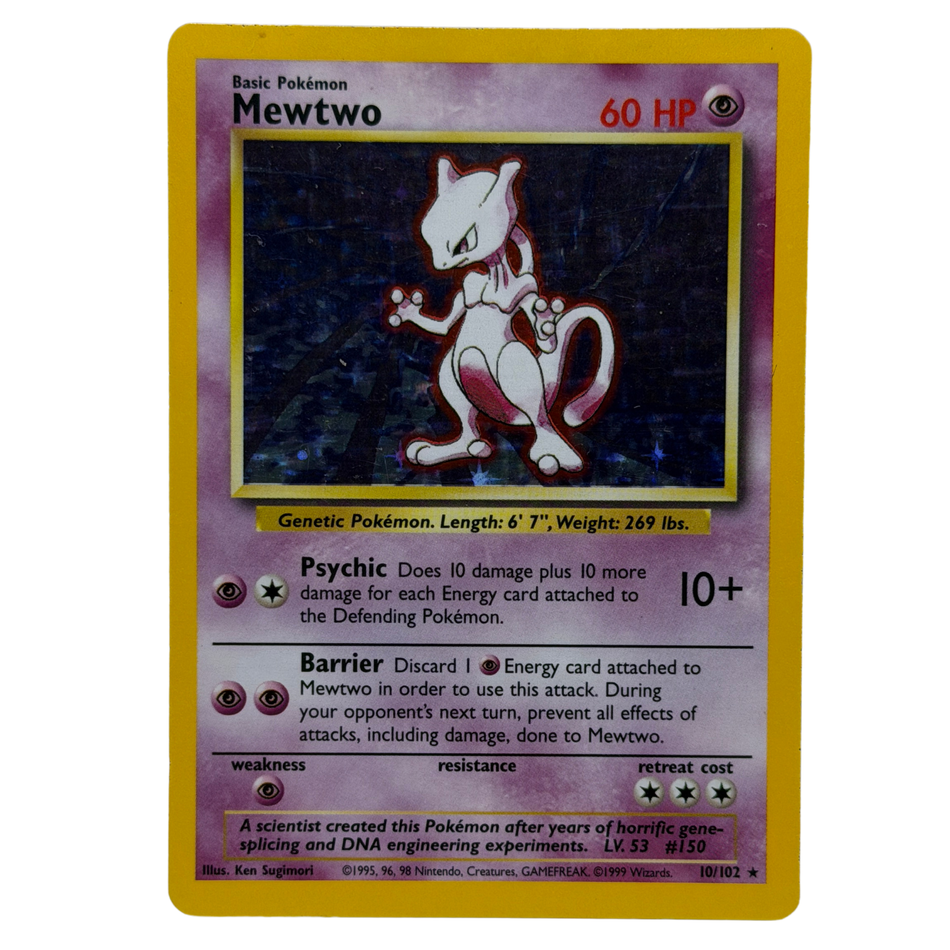 Pokémon TCG: Mewtwo 10/102 Base Set Unlimited Holofoil LP