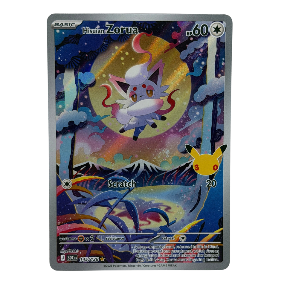 Pokemon TCG: Hisuian Zorua 145/128 Me: 30th Celebration NM