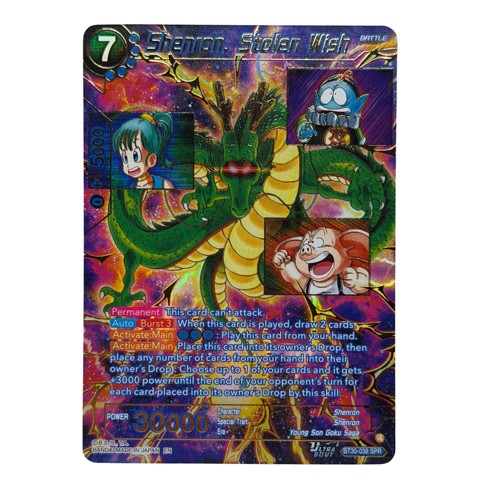 Bandai: Dragonball Three Glorious Fighters Shenron Stolen Wish BT30-038 SPR NM