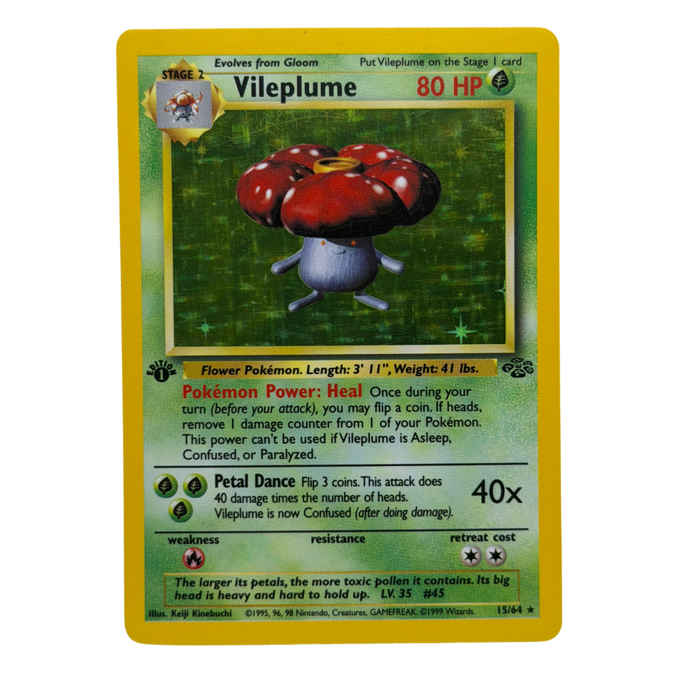 Pokemon TCG: Vileplume 15/64 Jungle 1st Edition Holo LP/NM