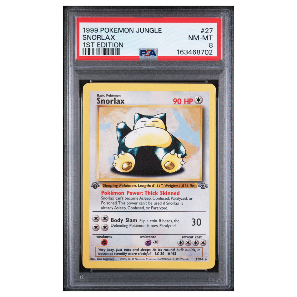 1999 POKEMON JUNGLE 1ST EDITION #27 SNORLAX PSA 8