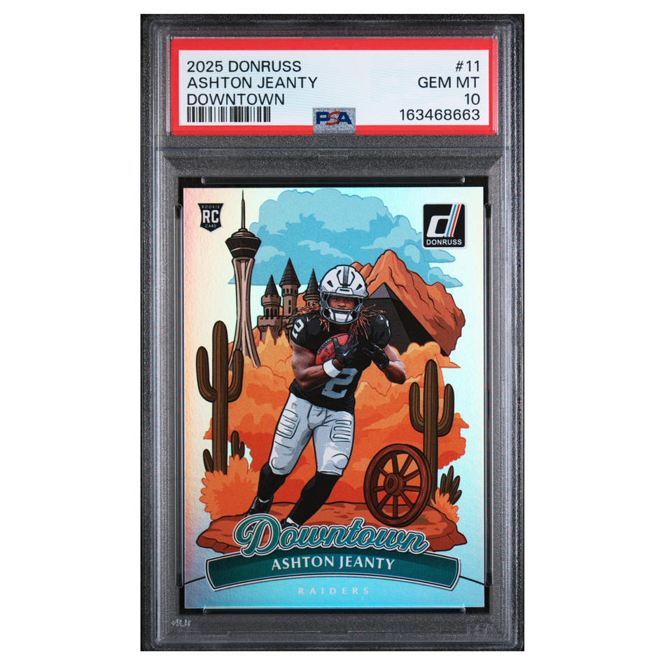 2025 PANINI DONRUSS DOWNTOWN #11 ASHTON JEANTY ROOKIE RC PSA 10