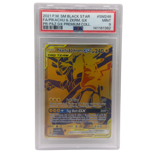2021 Pokemon SM BLACK STAR PROMO #SM248 FA/PIKACHU & ZEKROM GX PSA 9