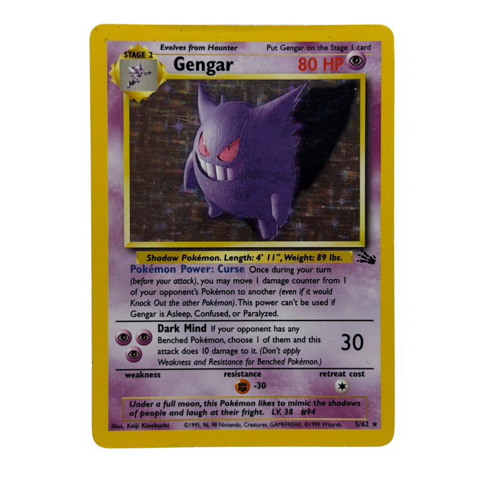 Pokémon TCG: Gengar 5/62 1999 Fossil Unlimited Holofoil HP