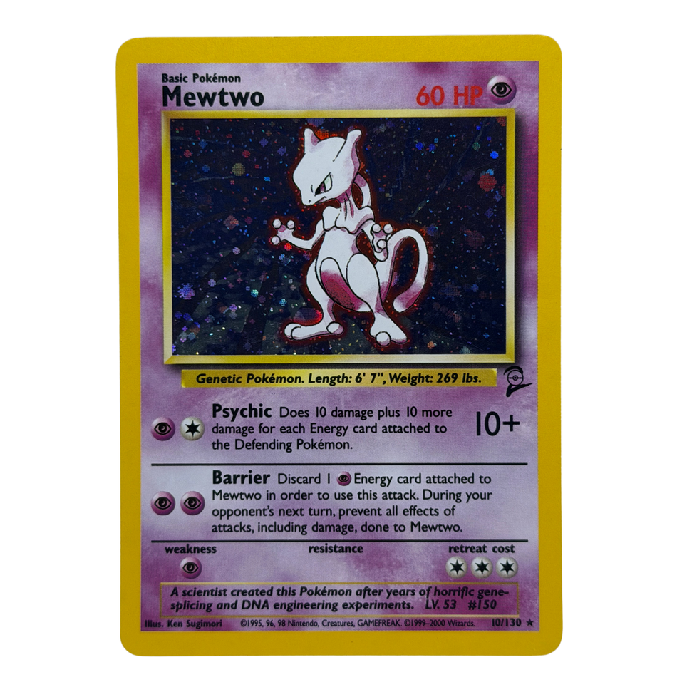 Pokemon TCG: Mewtwo 10/130 Base Set 2 Holo 1999-2000 LP