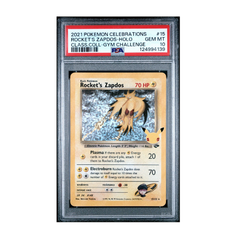 Pokémon TCG: 2021 Celebrations Classic Rockets Zapados Holo #15 PSA 10